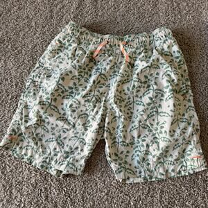 Crewcuts by J. Crew Boys Swim Trunks Drawstring Floral Print Green Cream Size 10